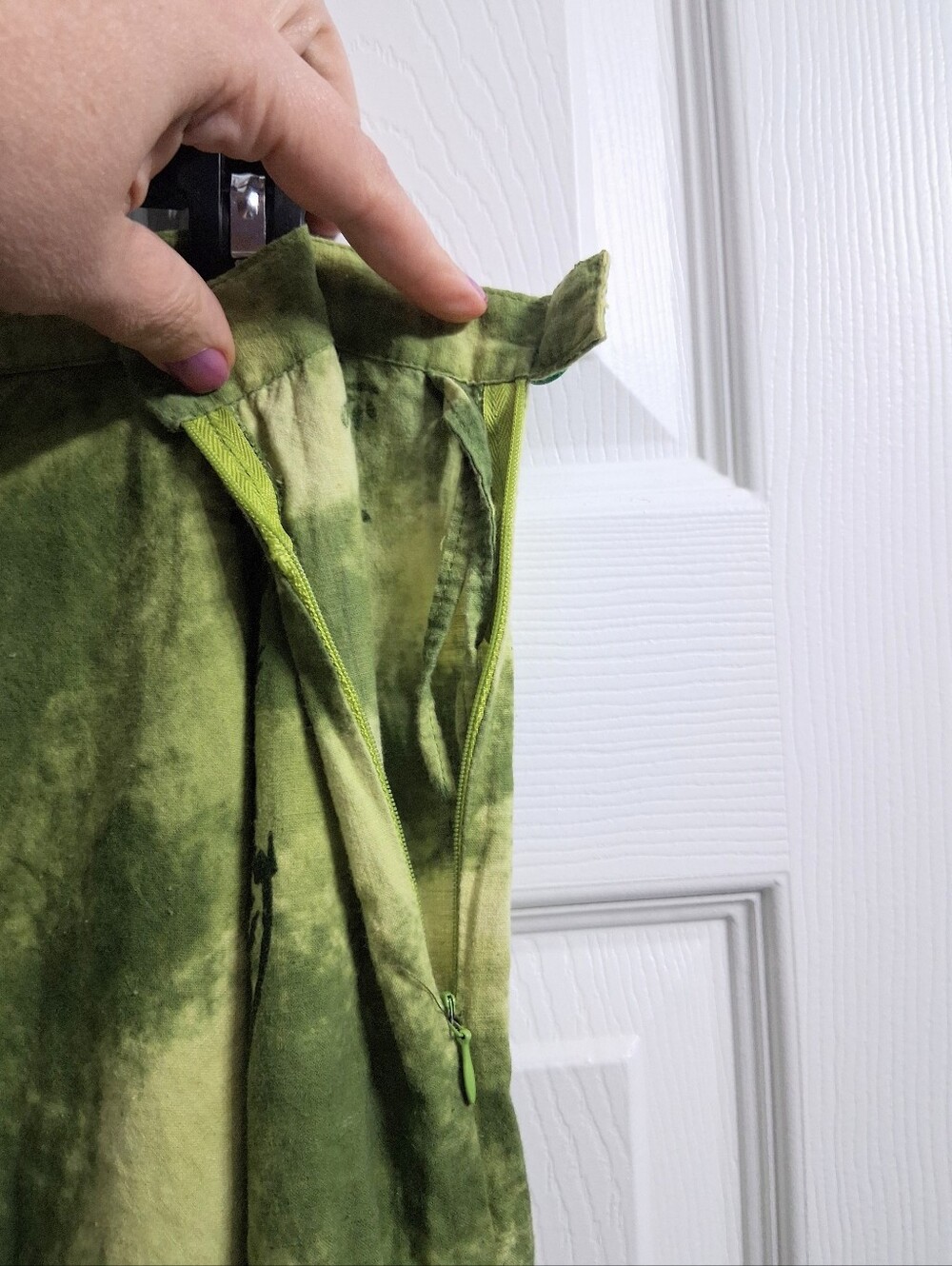 ACMS Circle Skirt Green Cotton Boho Sequins India - Picture 4 of 10